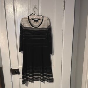 Nine West Black A-Line Long Sleeve Dress
